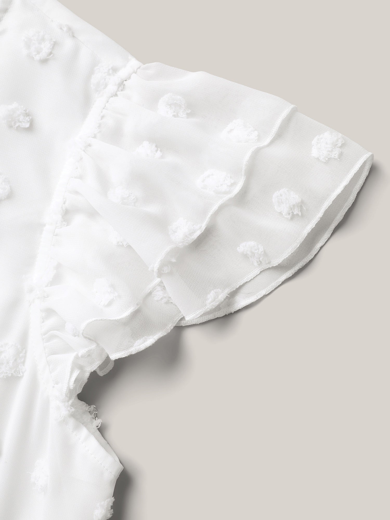 Textured Plain Tiered Ruffles Sleeve Dress