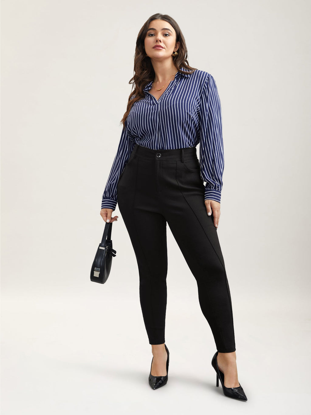 Stretchy Fabric Seamed Skinny-Fit Pants