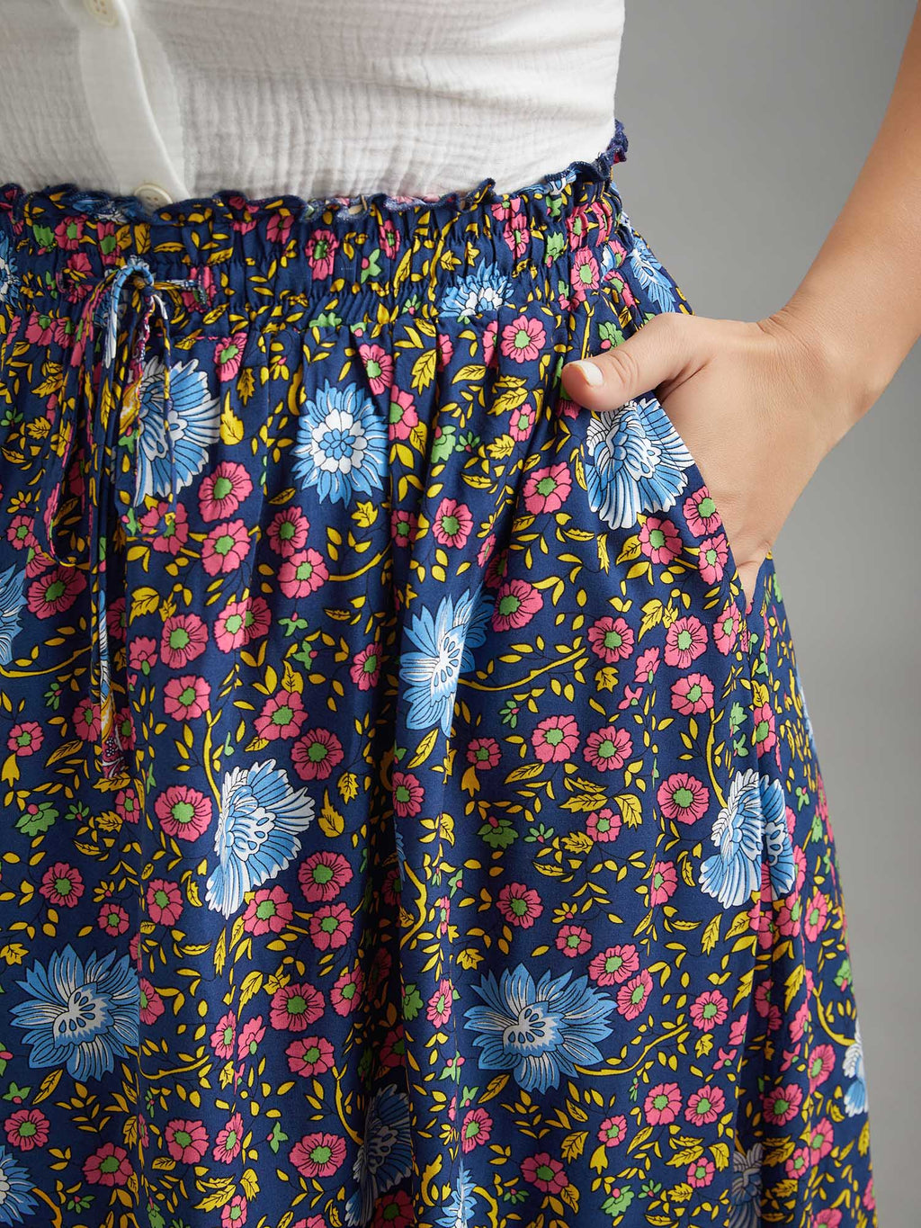 Boho Print Stretchy Waist Flared Maxi Skirt