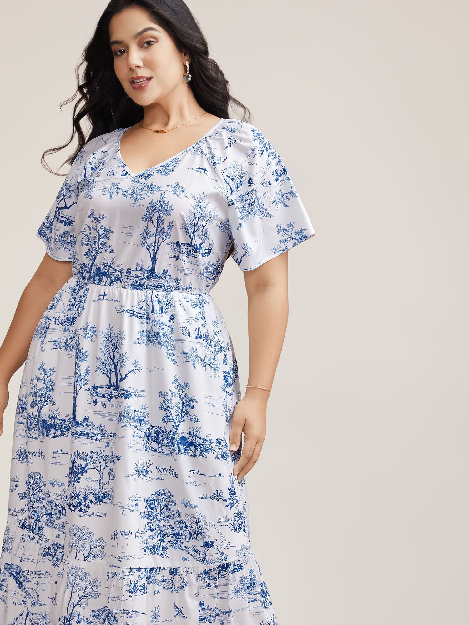 Spring Dreams Stretchy-Waist Midi Dress
