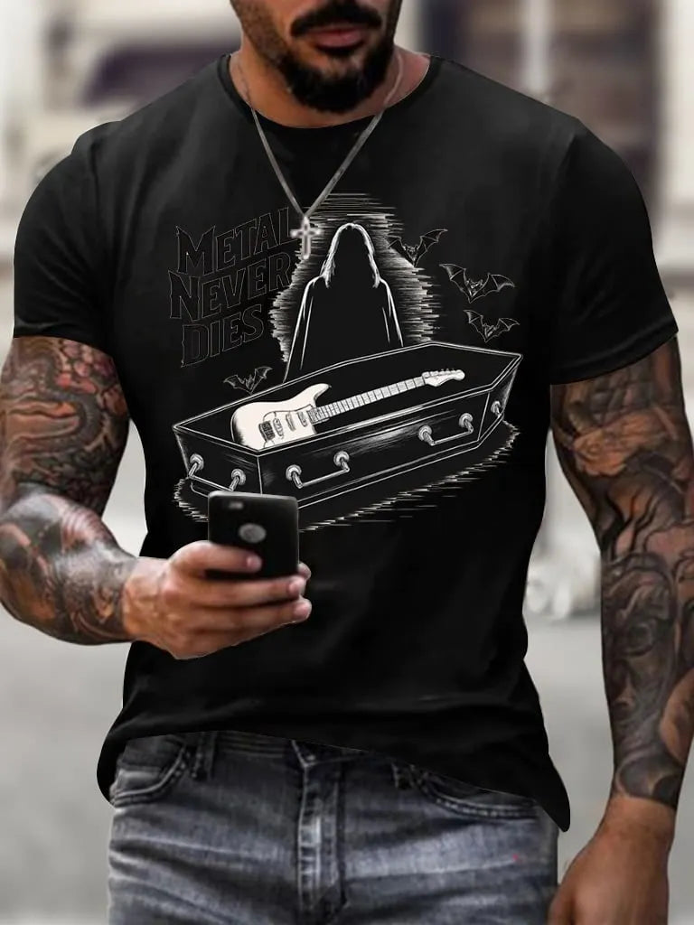 Metal Never Dies Men's Casual T-Shirt