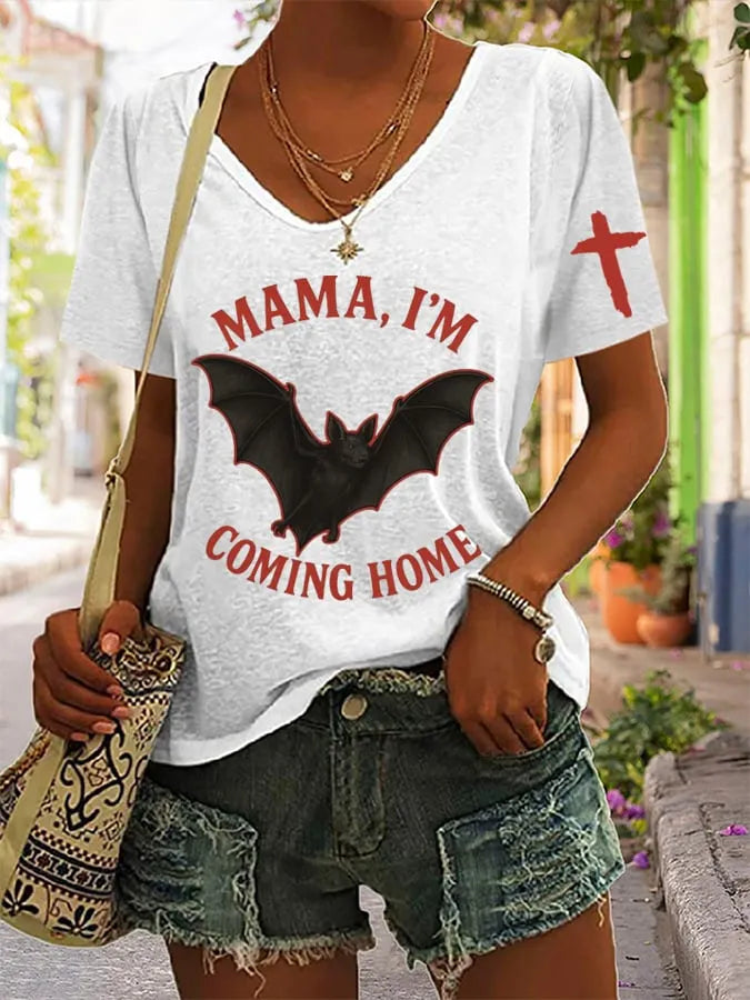 Women's “Hot Singer” Printed V-Neck T-Shirt