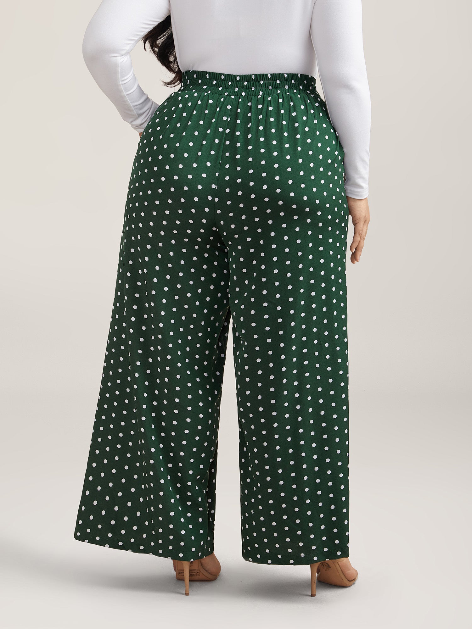 Polka Dots Tied Wide Leg Pants