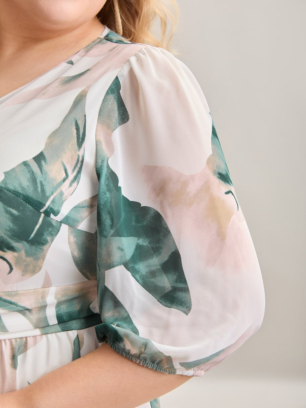 Sheer Chiffon Shirred Pockets Midi Dress