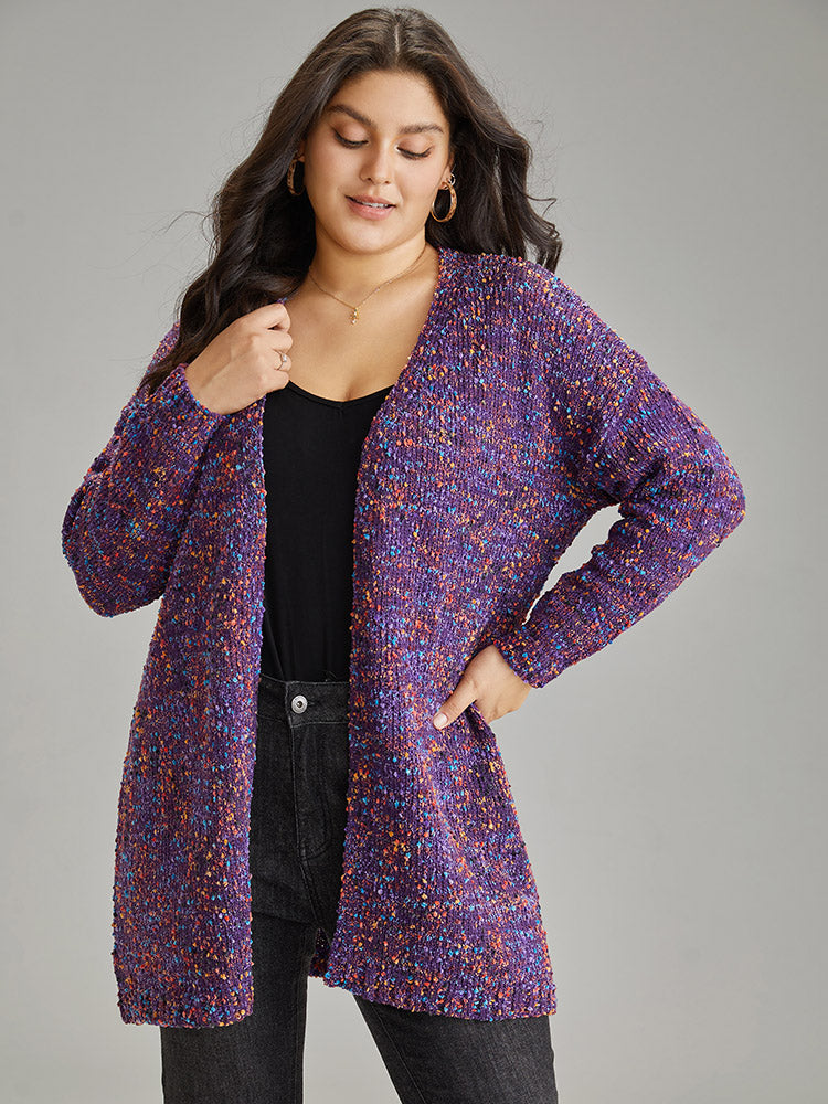 Color Textured Open Front Cardigan