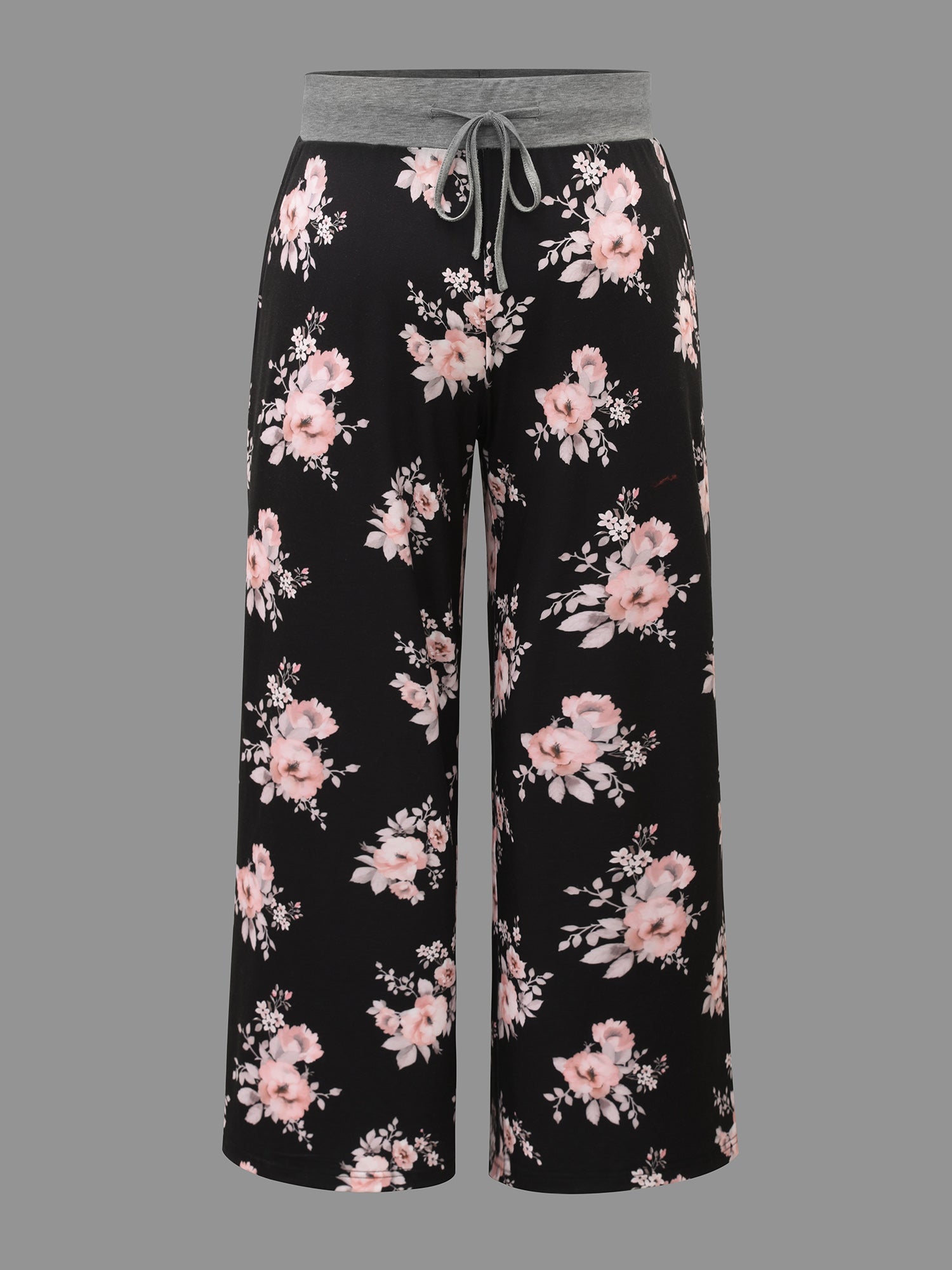 Floral Contrast Waist Lounge Bottoms