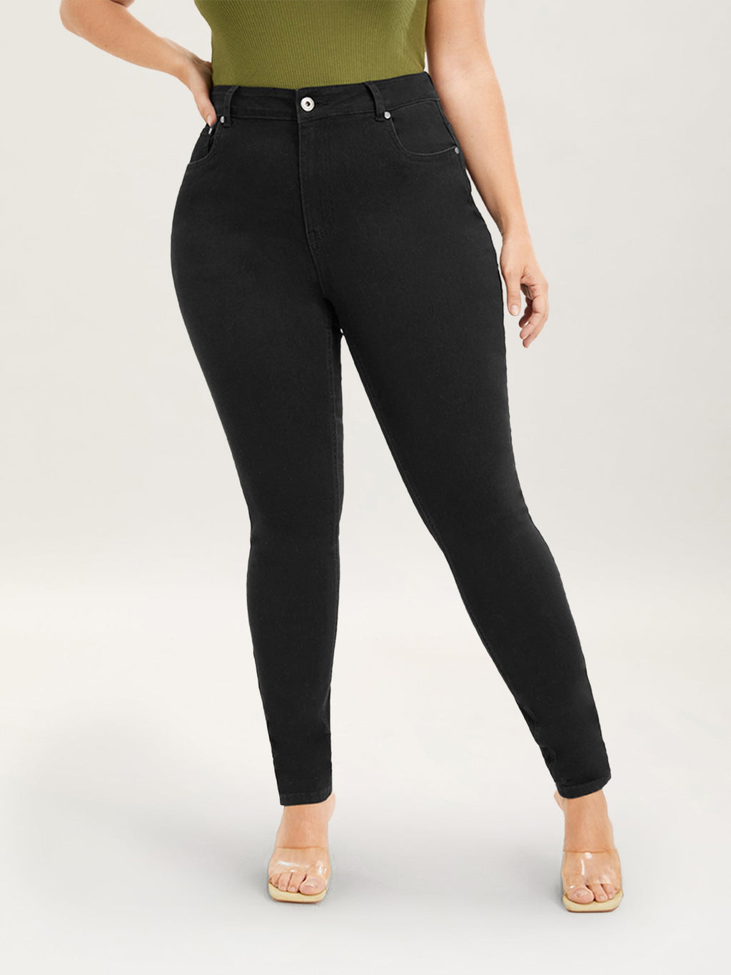Skinny Very Stretchy High Rise Black Wash Sculpt Waist Jeans