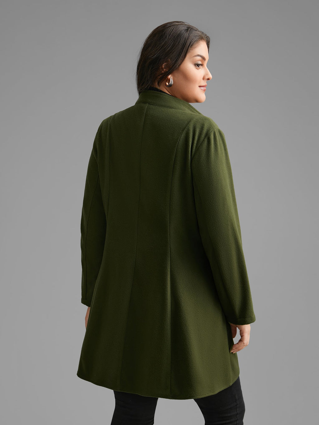 Solid Wrap Button Up Asymmetrical Hem Coat