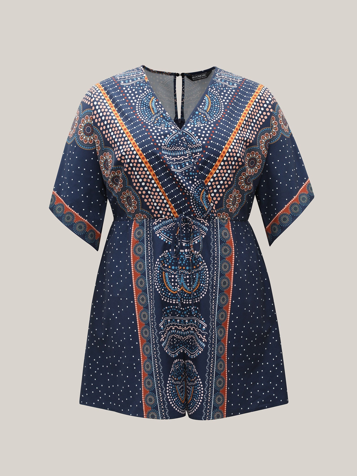 Mixed Ornate Print Pockets Romper