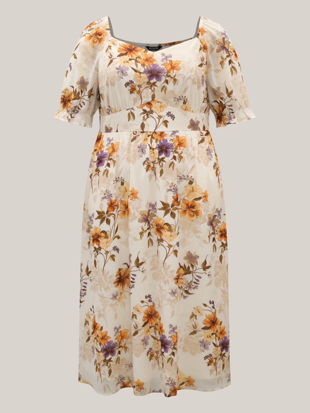 Chiffon Floral Waist-Cinched Maxi Dress