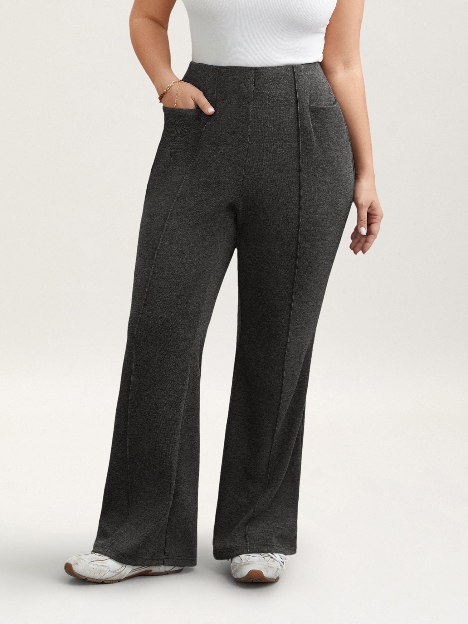 Heather Midi-Rise Bootcut Pants