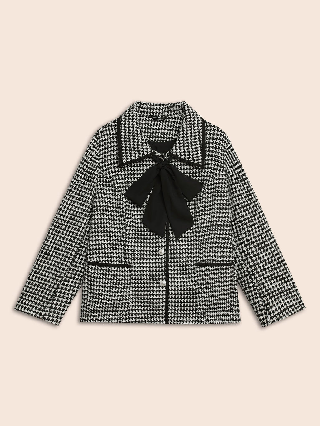 Houndstooth Tie Knot Woven Ribbon Jacket
