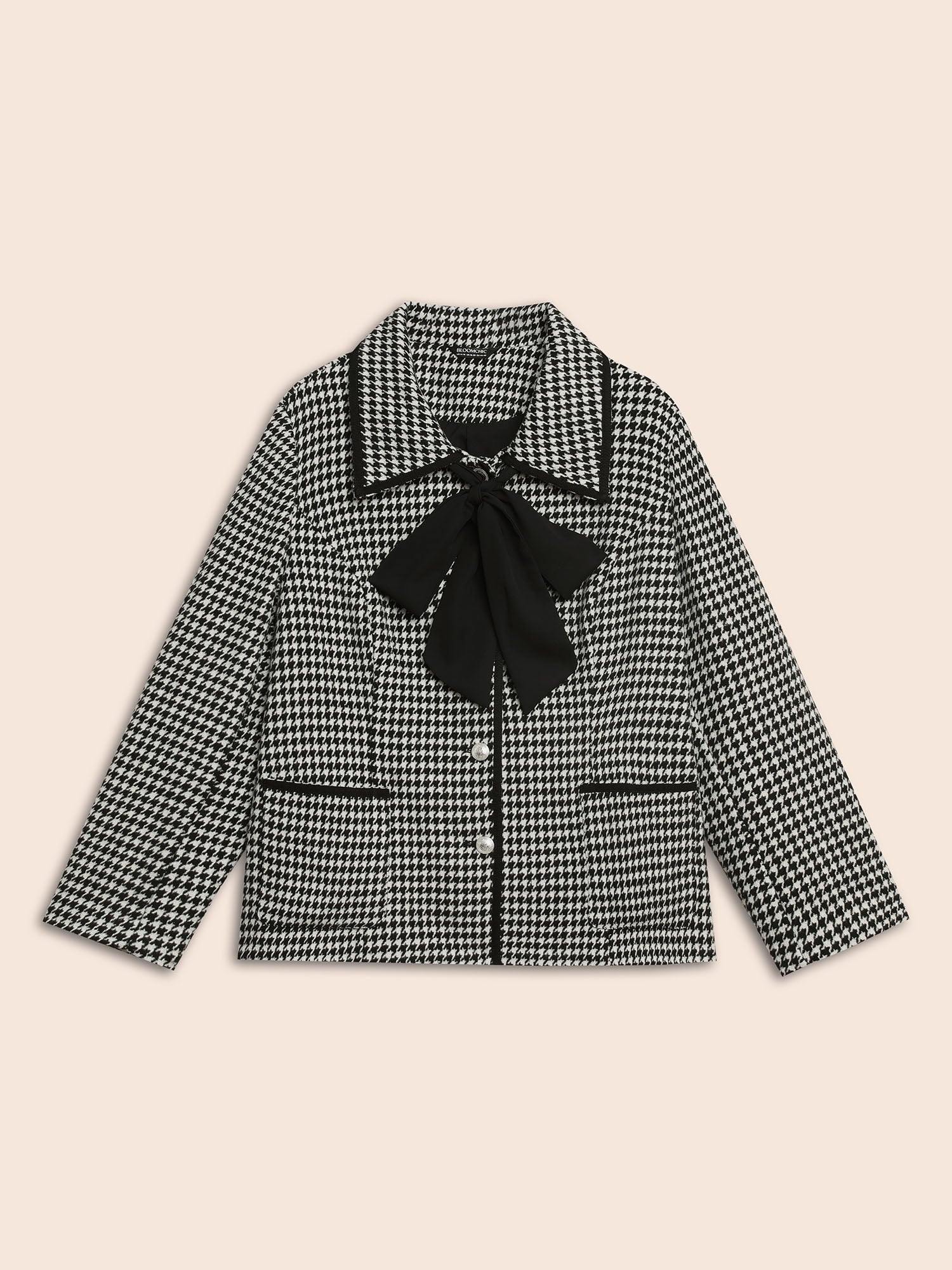 Houndstooth Tie Knot Woven Ribbon Jacket