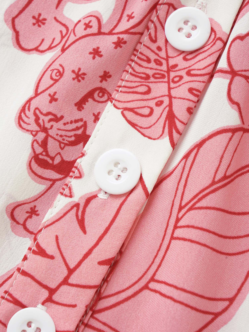 Plants & Animal Print Notched Lantern Sleeve Dress