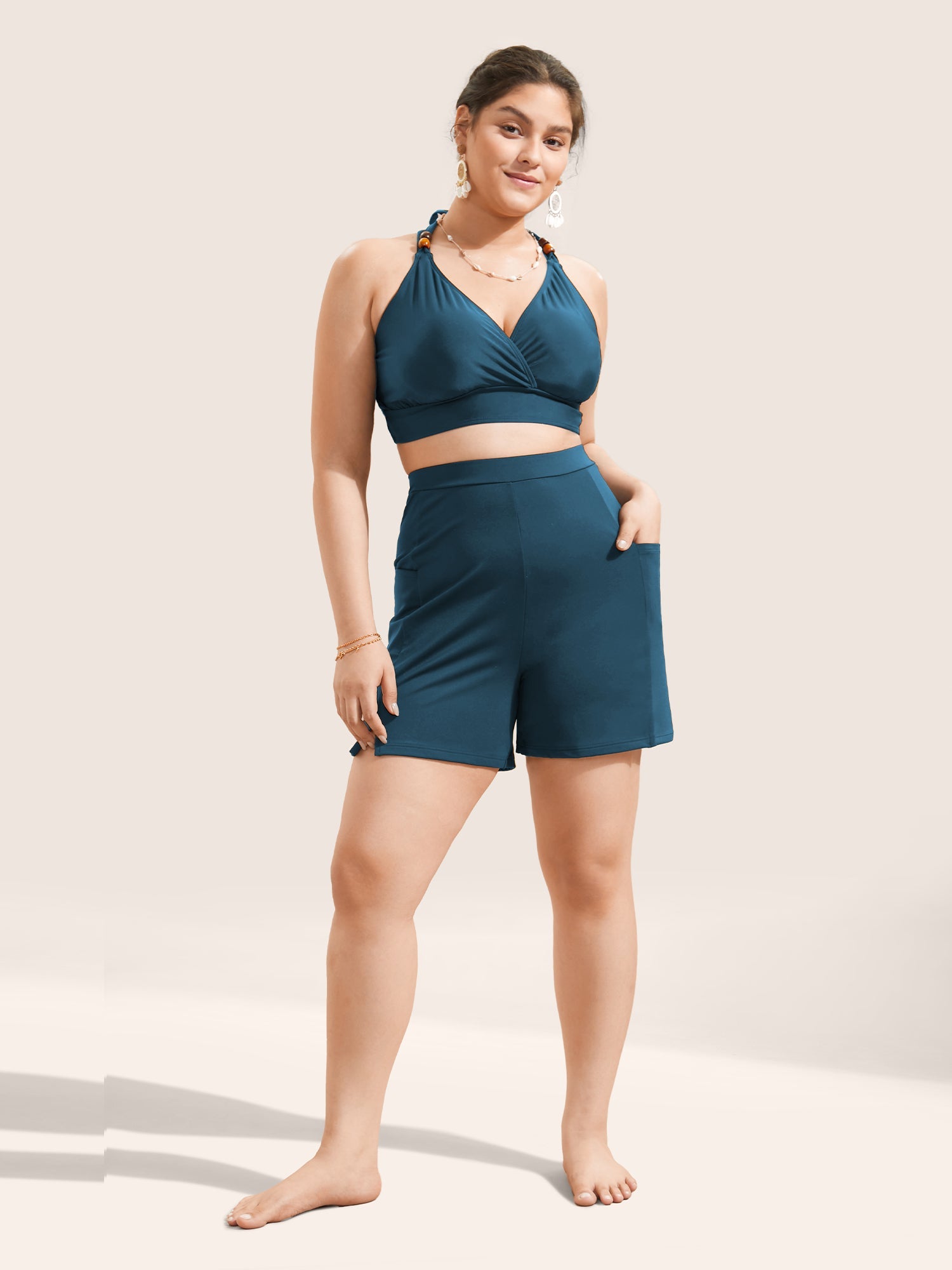 High Rise Pocket Split Side Swim Bottom