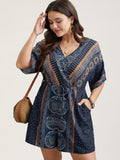Mixed Ornate Print Pockets Romper
