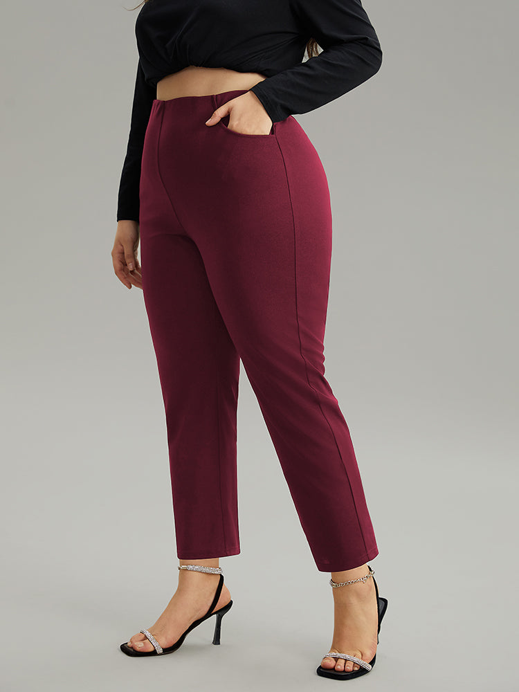 Plain Pocket Bodycon Ankle Pants