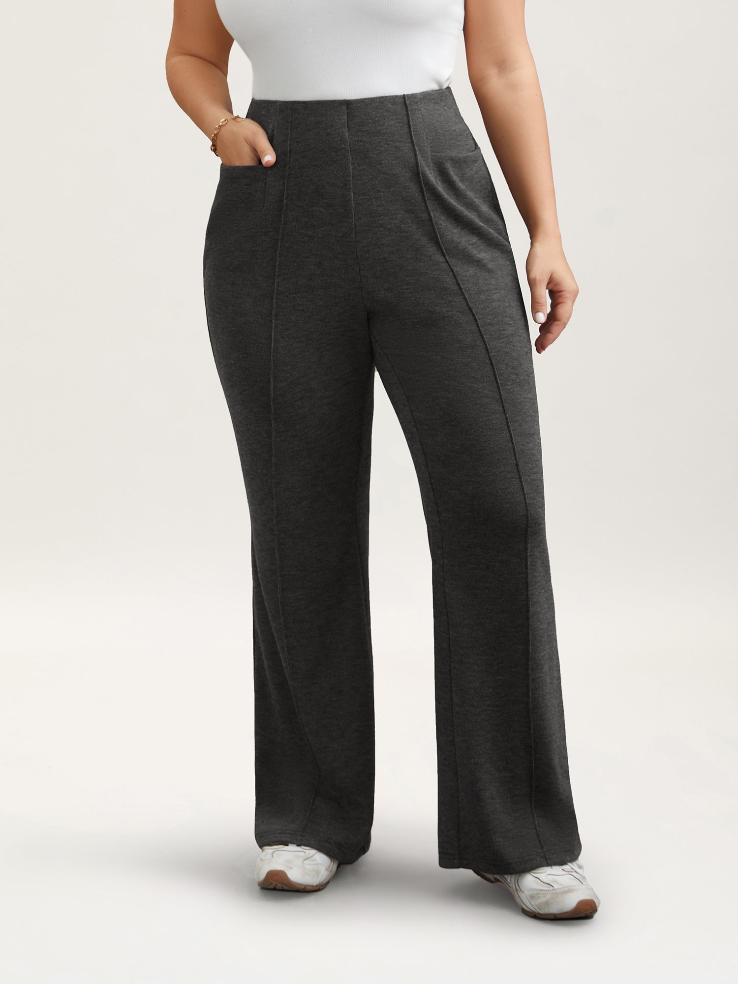 Heather Midi-Rise Bootcut Pants