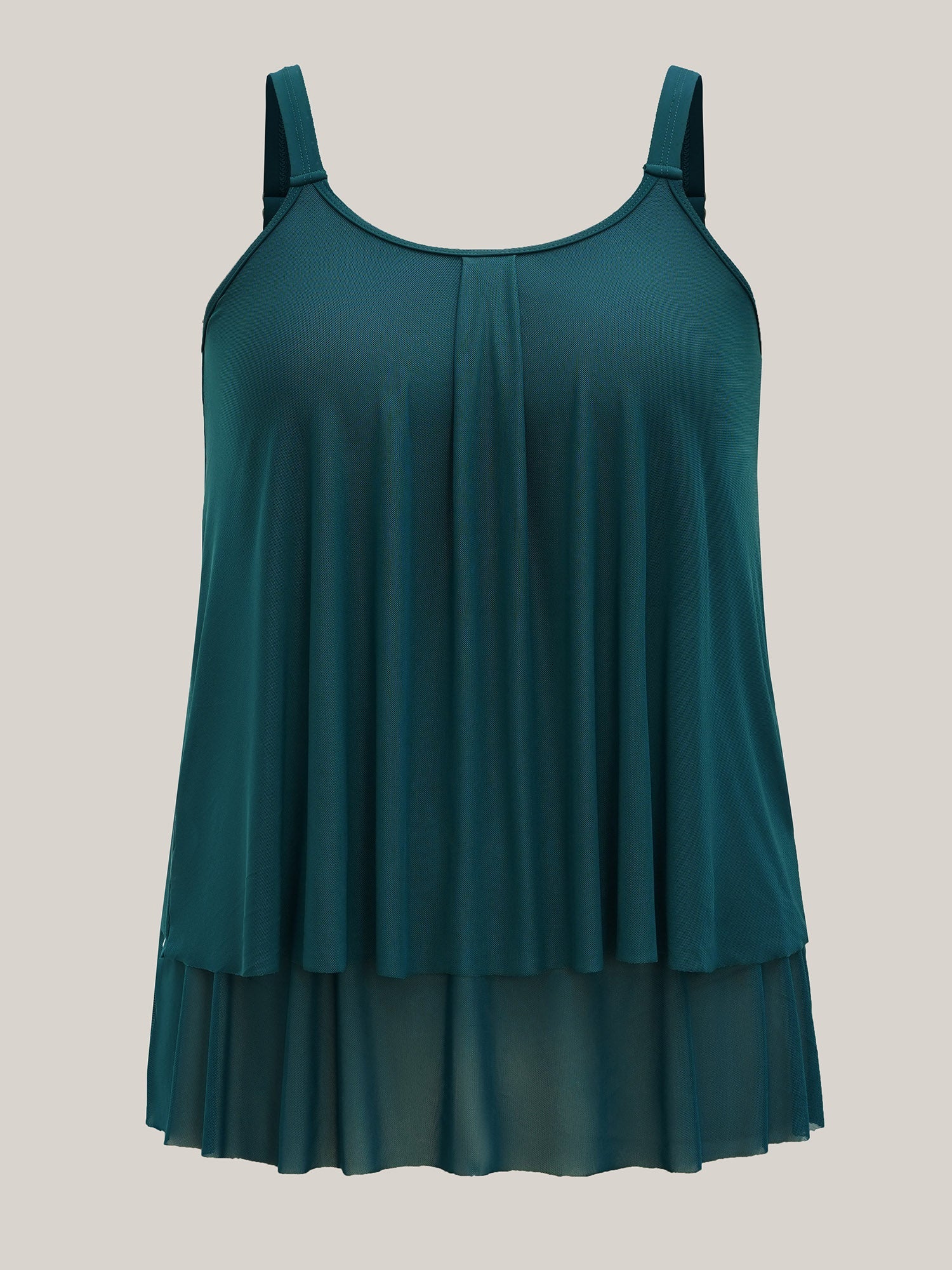 Layered Adjustable Straps Flared Swim Top
