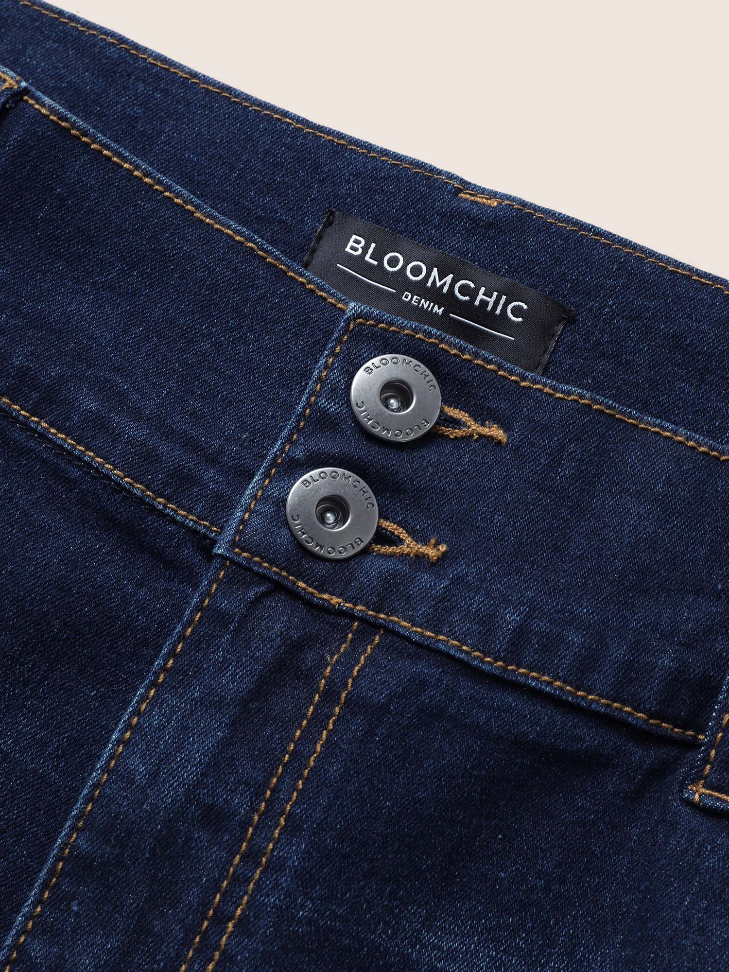 Dark Wash Elastic Waist Skinny Denim Shorts
