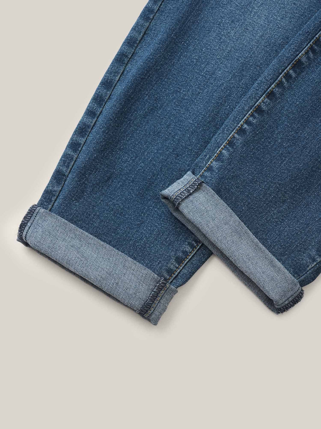 Drawstring Elastic Waist Roll Hem Jeans