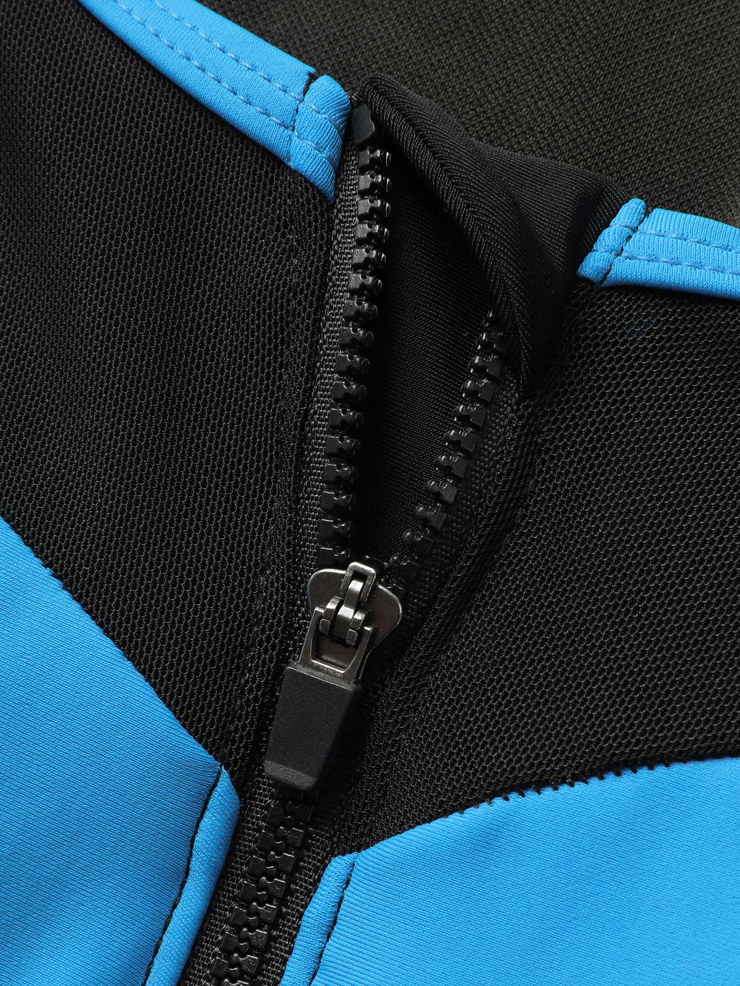 Contrast Patchwork Gathered Half Zip Swim Top