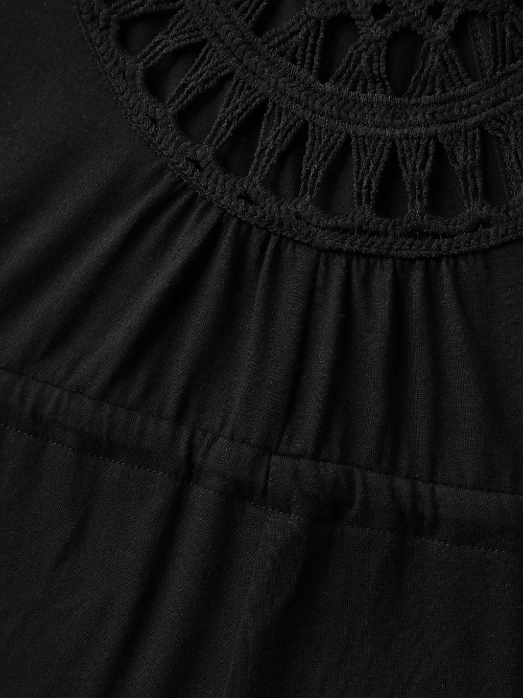 V Neck Crocheted Cut Out Jumpsuit
