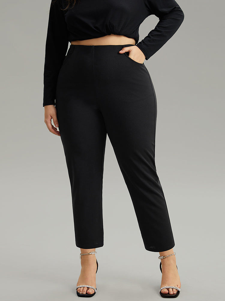 Plain Pocket Bodycon Ankle Pants