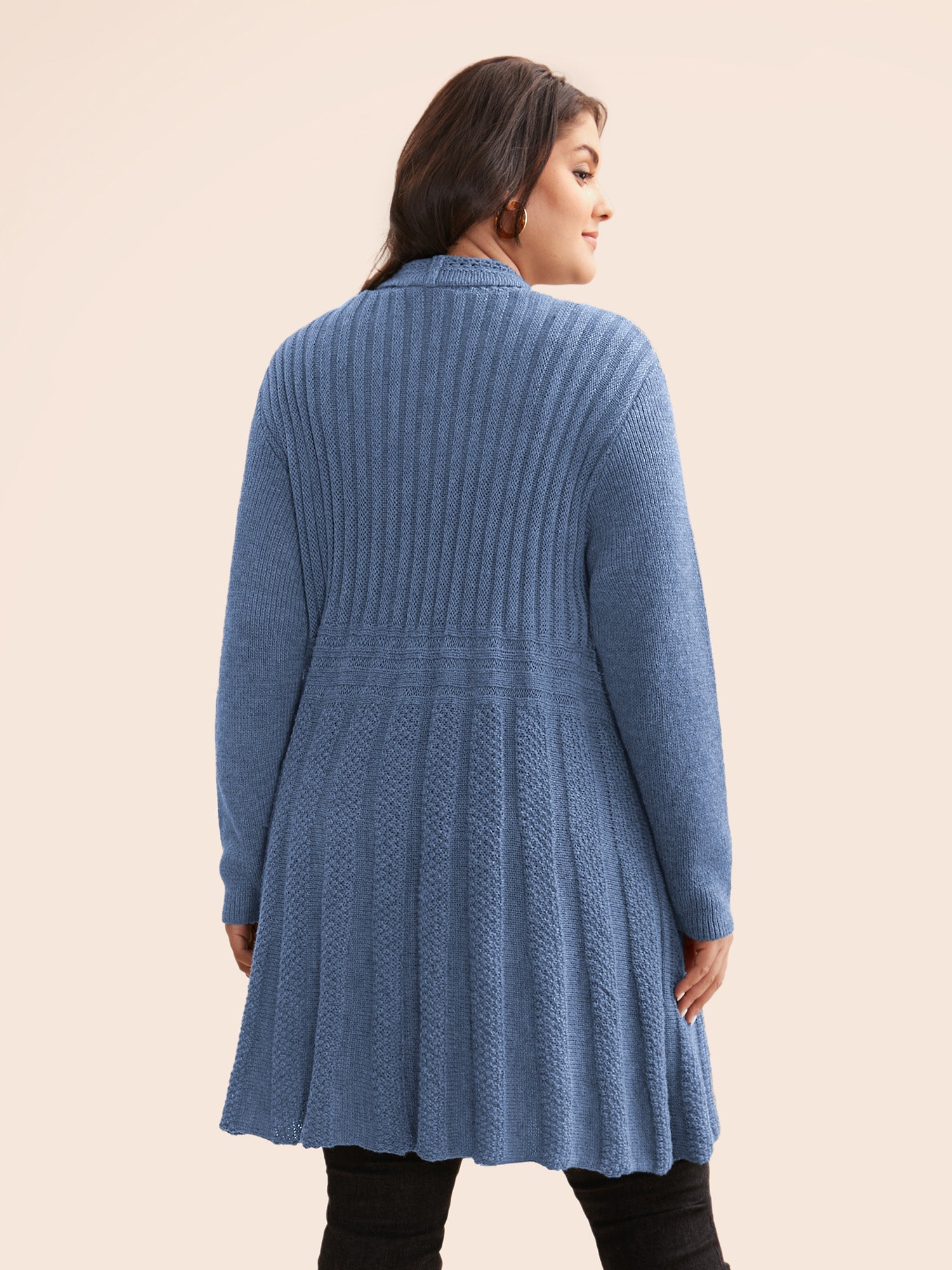 Plain Textured Kimono Collar Cardigan