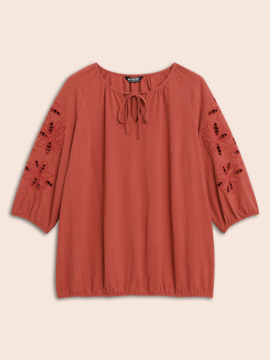Broderie Anglaise Gathered Tie Knot Blouse
