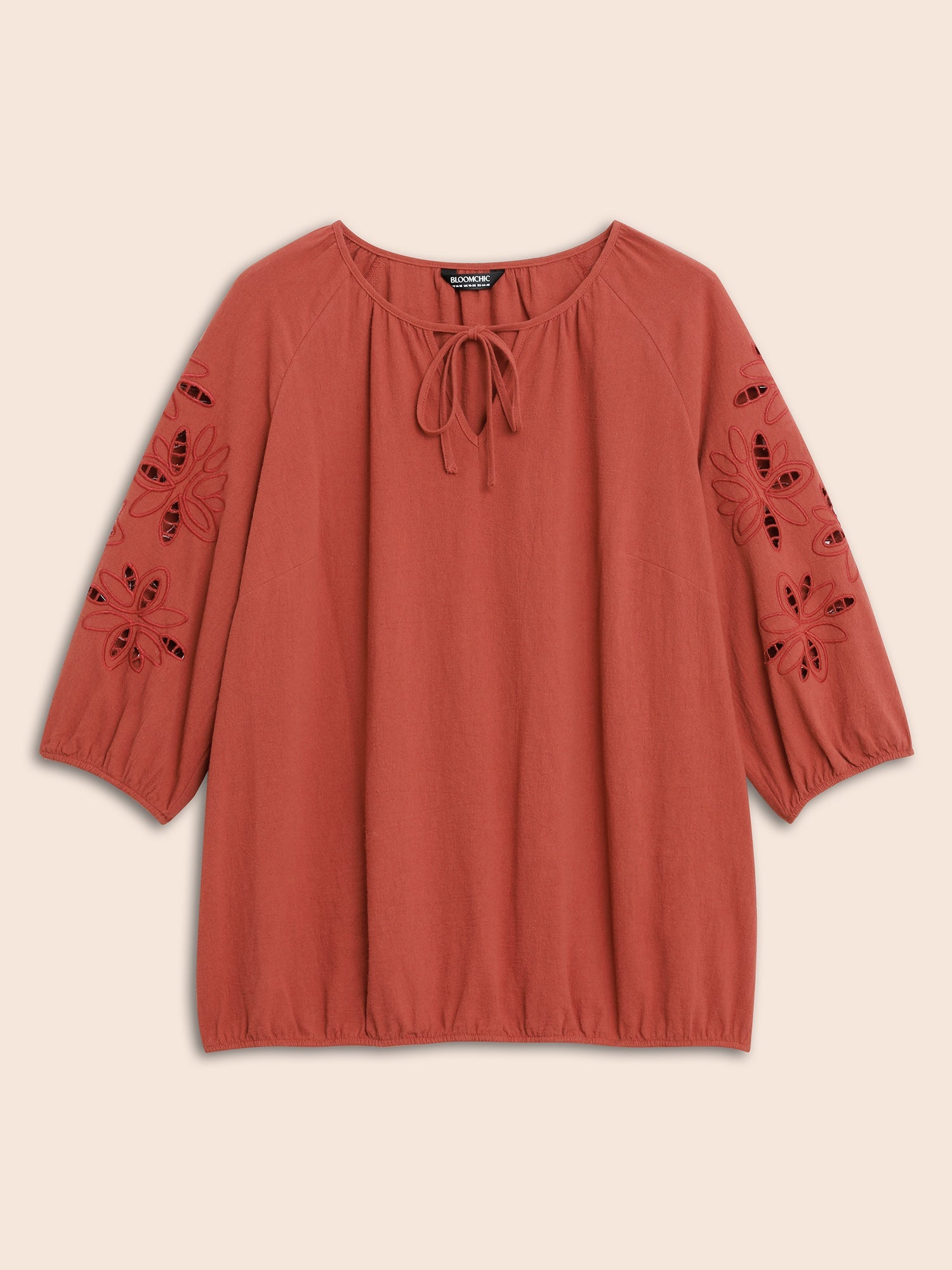Broderie Anglaise Gathered Tie Knot Blouse