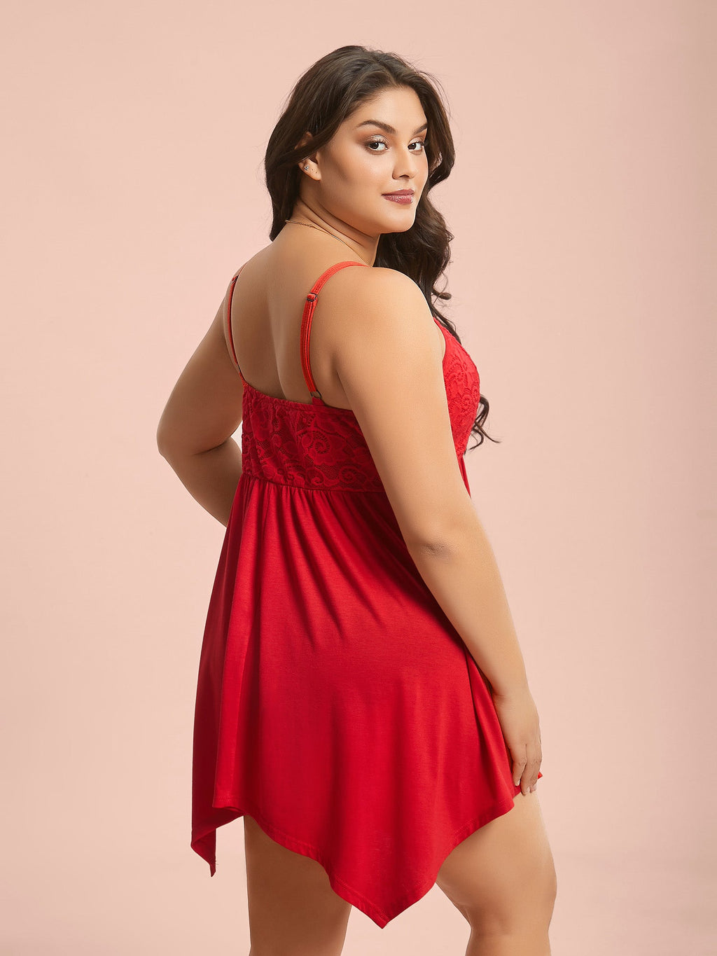Bowknot Crochet Lace Asymmetrical Hem Lounge Dress