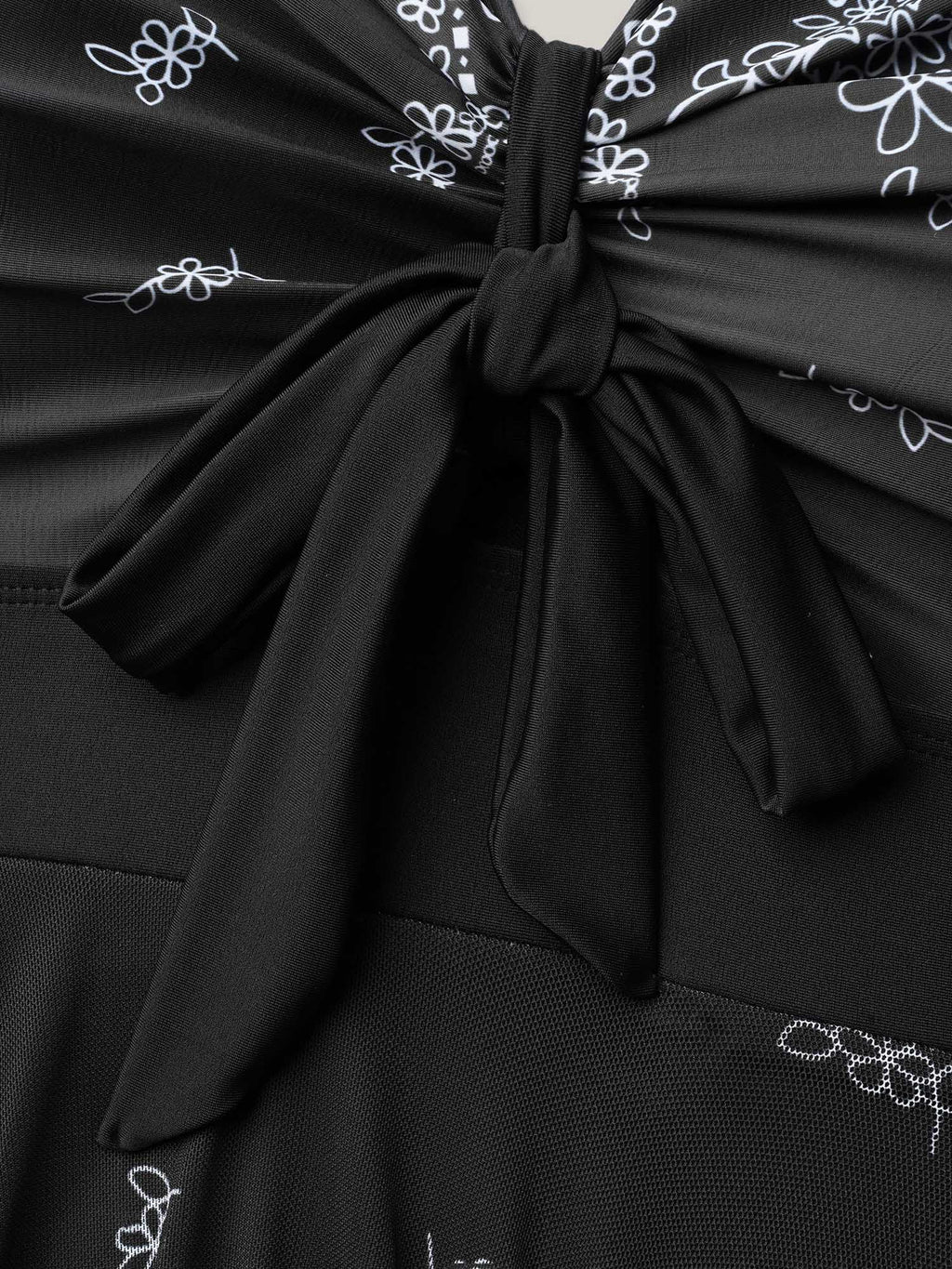 Boho Print Ruched Bow Asymmetrical Hem Swim Dress