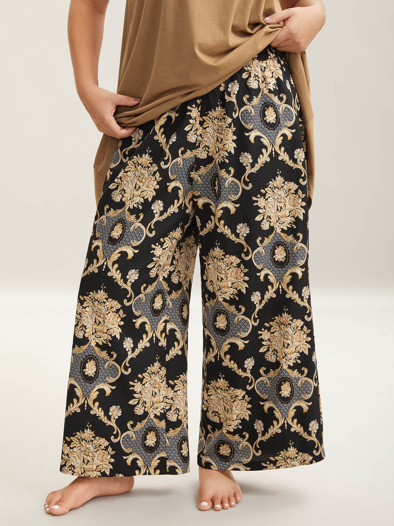 Boho Print Color Contrast Loungewear Set