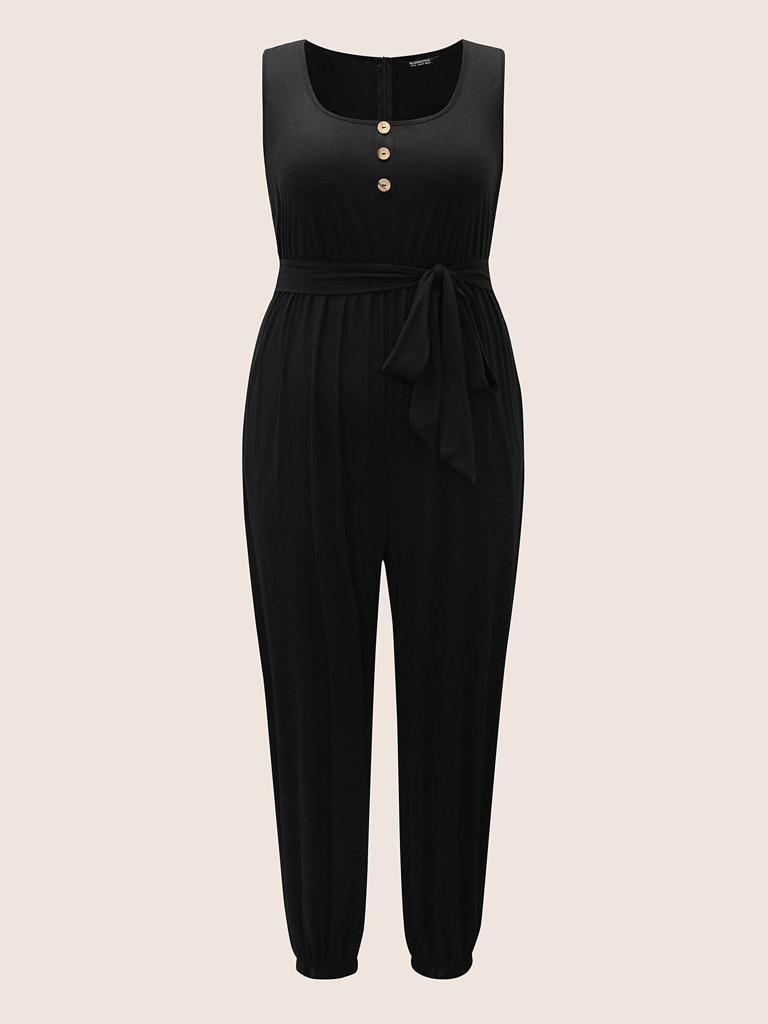 Supersoft Essentials Plain Button Detail Belted Jumpsuit