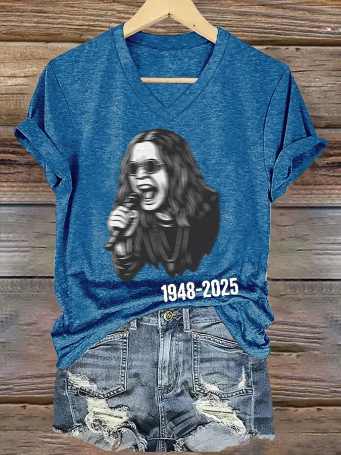 Women's casual short-sleeved V-neck T-shirt