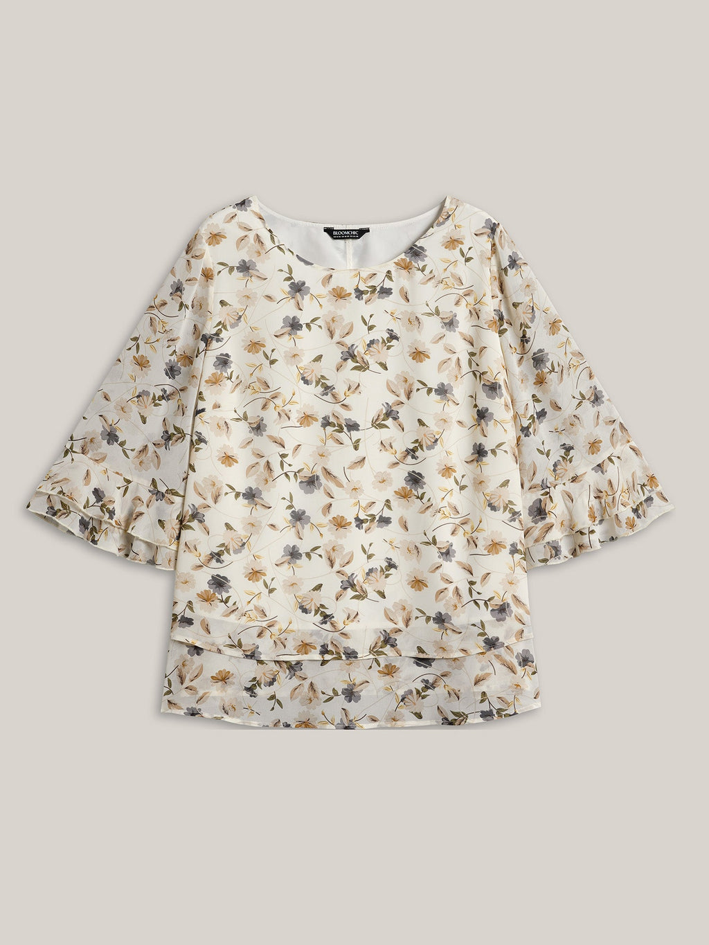 Chiffon Floral Print Layered Blouse