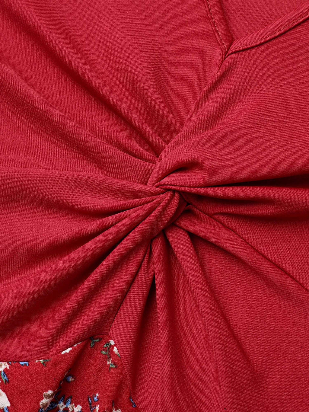Twist-Front V-Neck Stretchy Waist Midi Dress