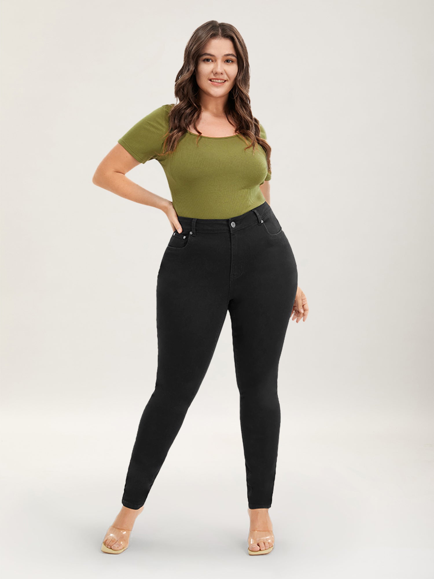 Skinny Very Stretchy High Rise Black Wash Sculpt Waist Jeans