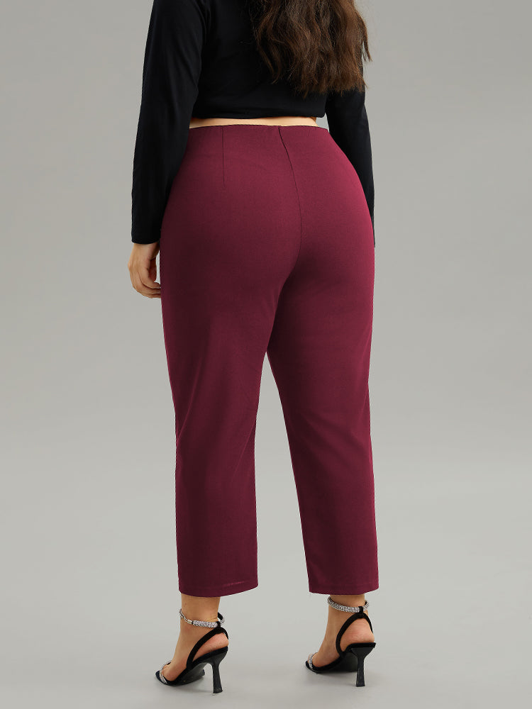 Plain Pocket Bodycon Ankle Pants