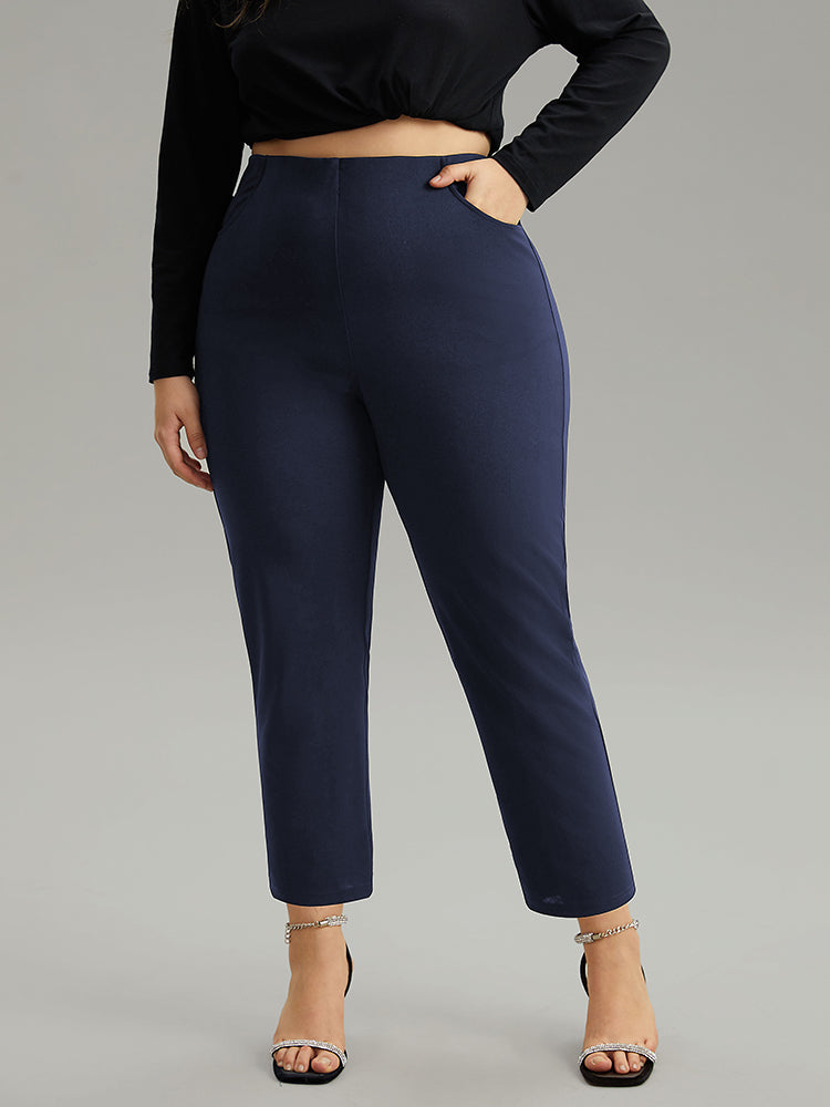 Plain Pocket Bodycon Ankle Pants