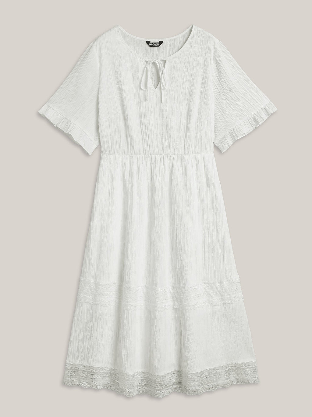 Textured Cut-Out Lace Tied Midi Dress
