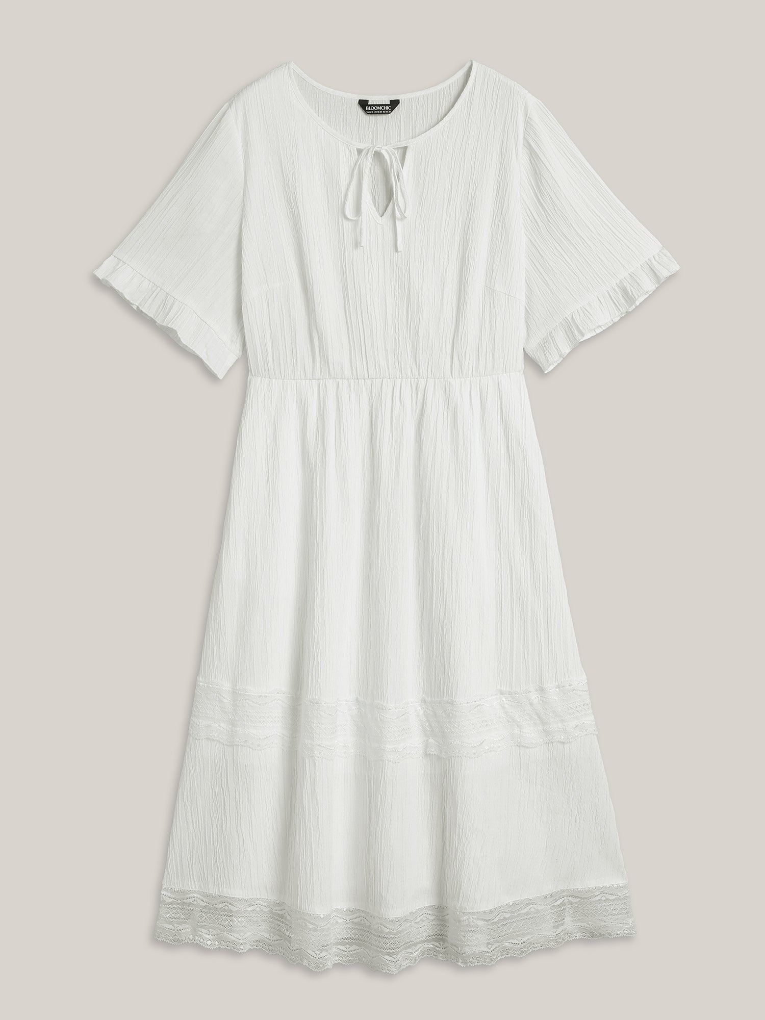 Textured Cut-Out Lace Tied Midi Dress