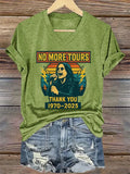 V-Neck Retro Rip Prince Of Darkness No More Tours Print T-Shirt