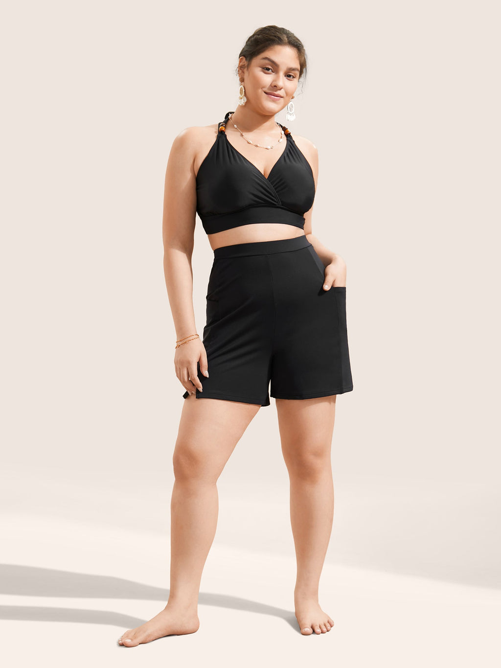 High Rise Pocket Split Side Swim Bottom