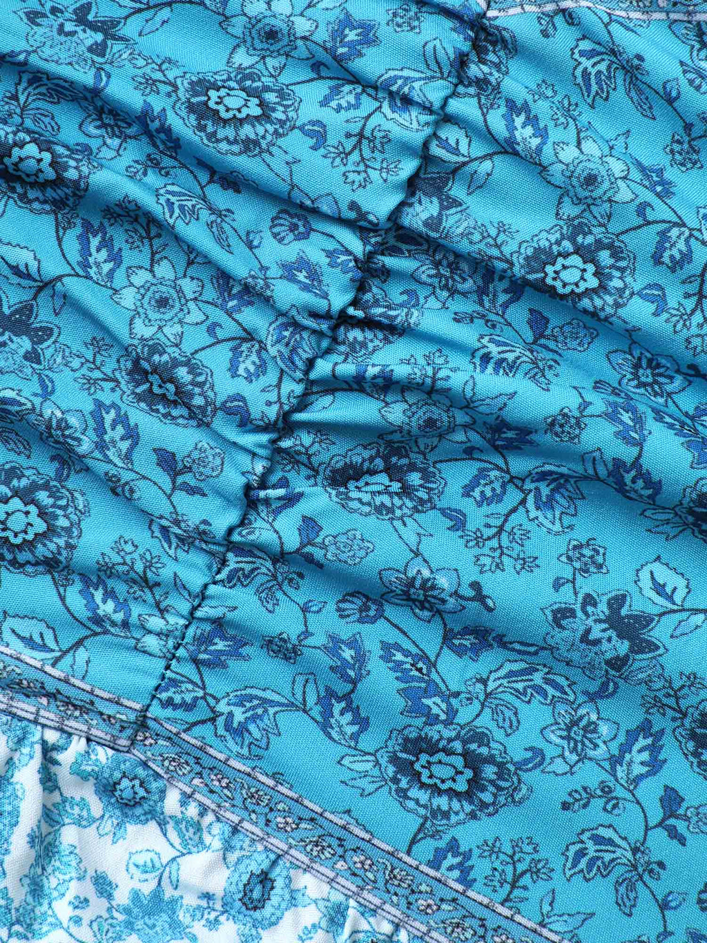 Tropical Blues Cinched Cami Midi Dress