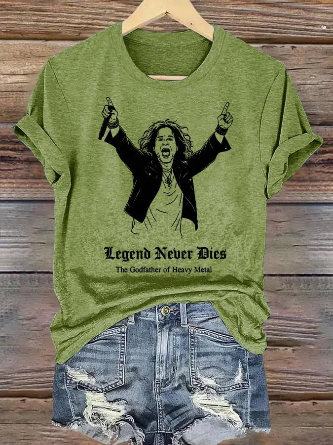 Retro Prince Of Darkness Legend Never Dies The Godfather Of Heavy Metal Print T-Shirt