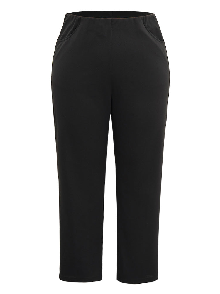 Plain Pocket Bodycon Ankle Pants