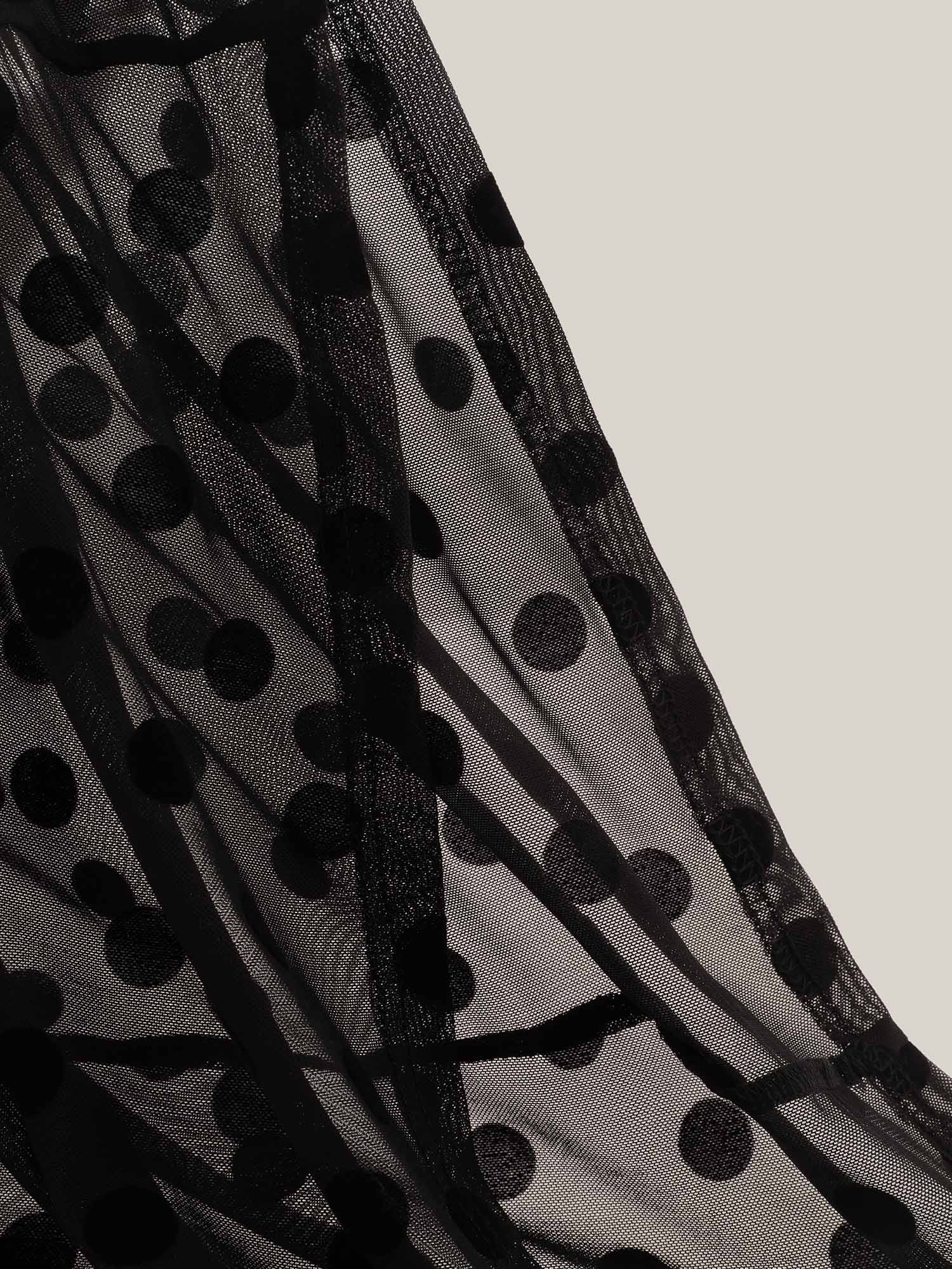 Polka Dot Mesh Ruffle Cap Sleeve Sleep Dress
