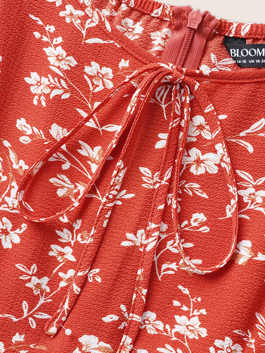 Crew Neck Ditsy Floral Tie Knot Jumpsuit